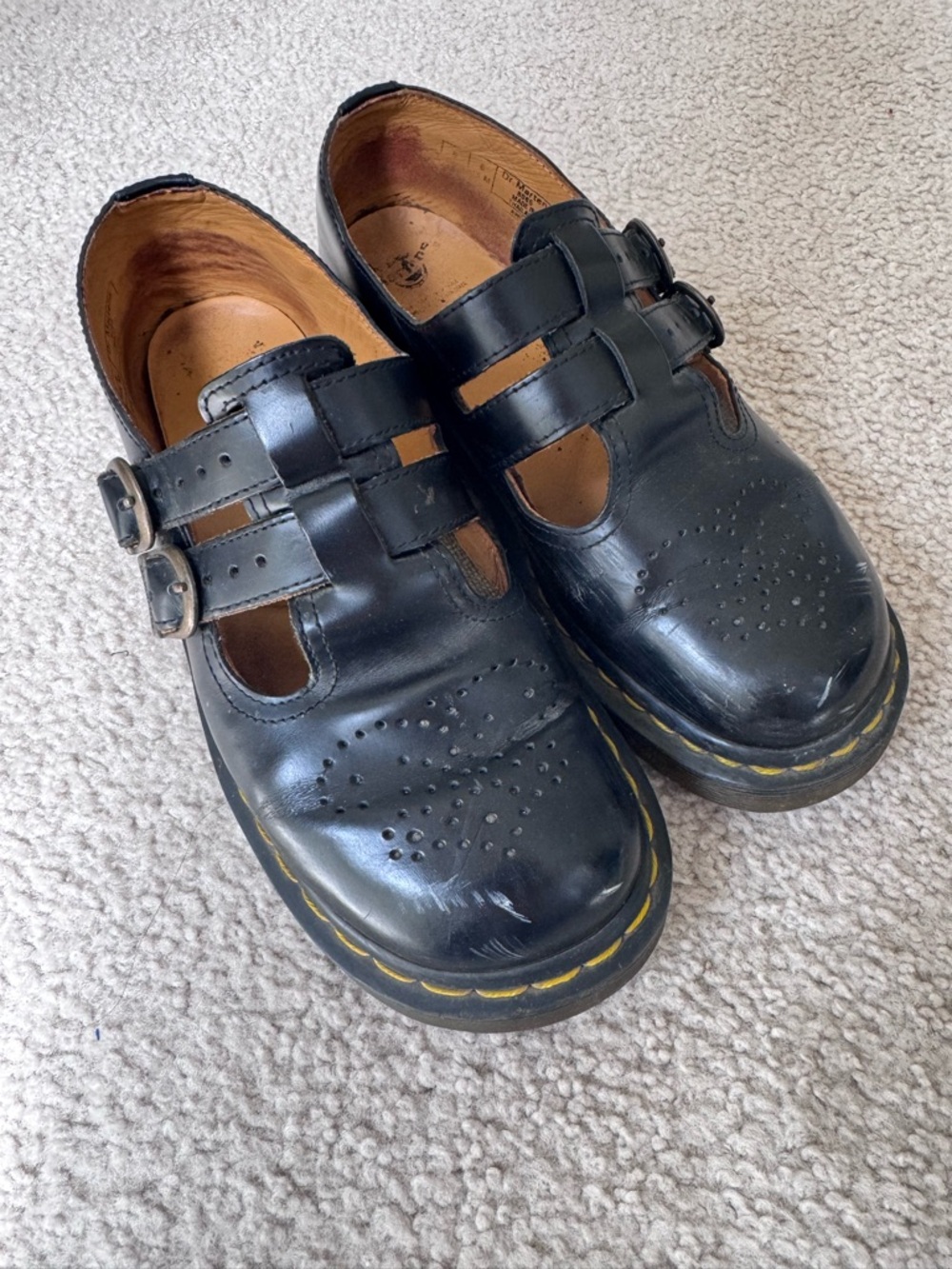 Dr. Martens Black Double-Strap Perforated Leather Loafers